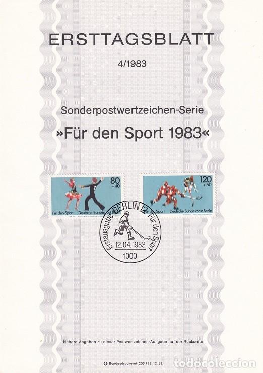 Sellos: Ersttagsblatt 4/1983 Berl&iacute;n / F&uuml;r den Sport 1983 - Deporte &middot; Campeonato europeo de bailes latinos ..