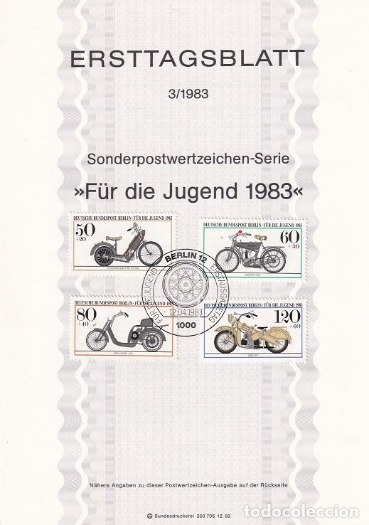 Francobolli: Ersttagsblatt 3/1983 Berl&iacute;n / F&uuml;r die Jugend 1983 - Pro juventud Motos de &eacute;poca &middot; Hildebrand & Wol..