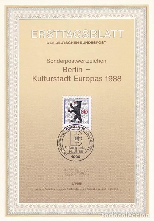 Selos: Ersttagsblatt 2/1988 Berl&iacute;n / Berlin Kulturstadt Europas 1988 - Berl&iacute;n capital europea de la cultura