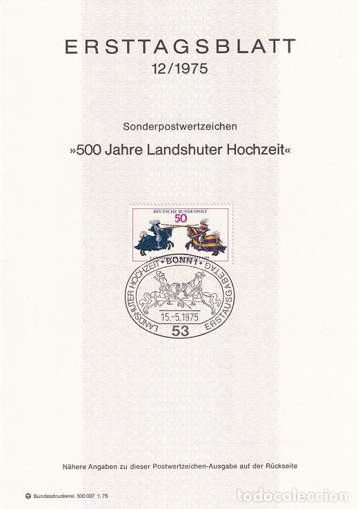Selos: Ersttagsblatt 12/1975 Bon / 500 Jahre Landshuter Hochzeit - 500 Aniv. de la boda de Landshut &middot; Jus..