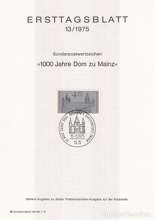 Selos: Ersttagsblatt 13/1975 Bon / 1000 Jahre Dom zu Mainz - Milenario de la Catedral de Mainz