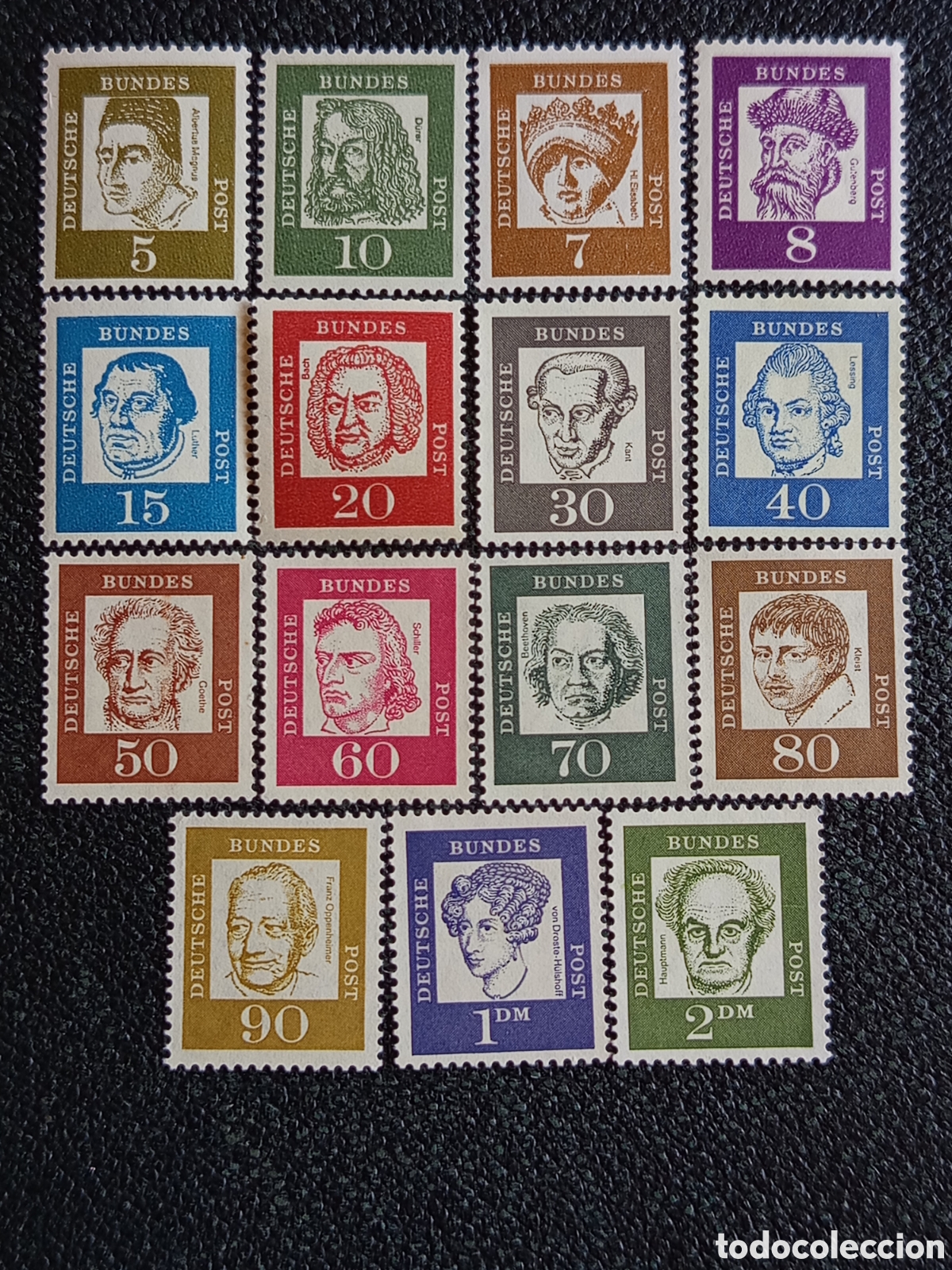 Sellos: Alemania Bundespost 1961/65 - Serie B&aacute;sica Personajes Ilustres MiNr. 347-361 Completa (15 valores)