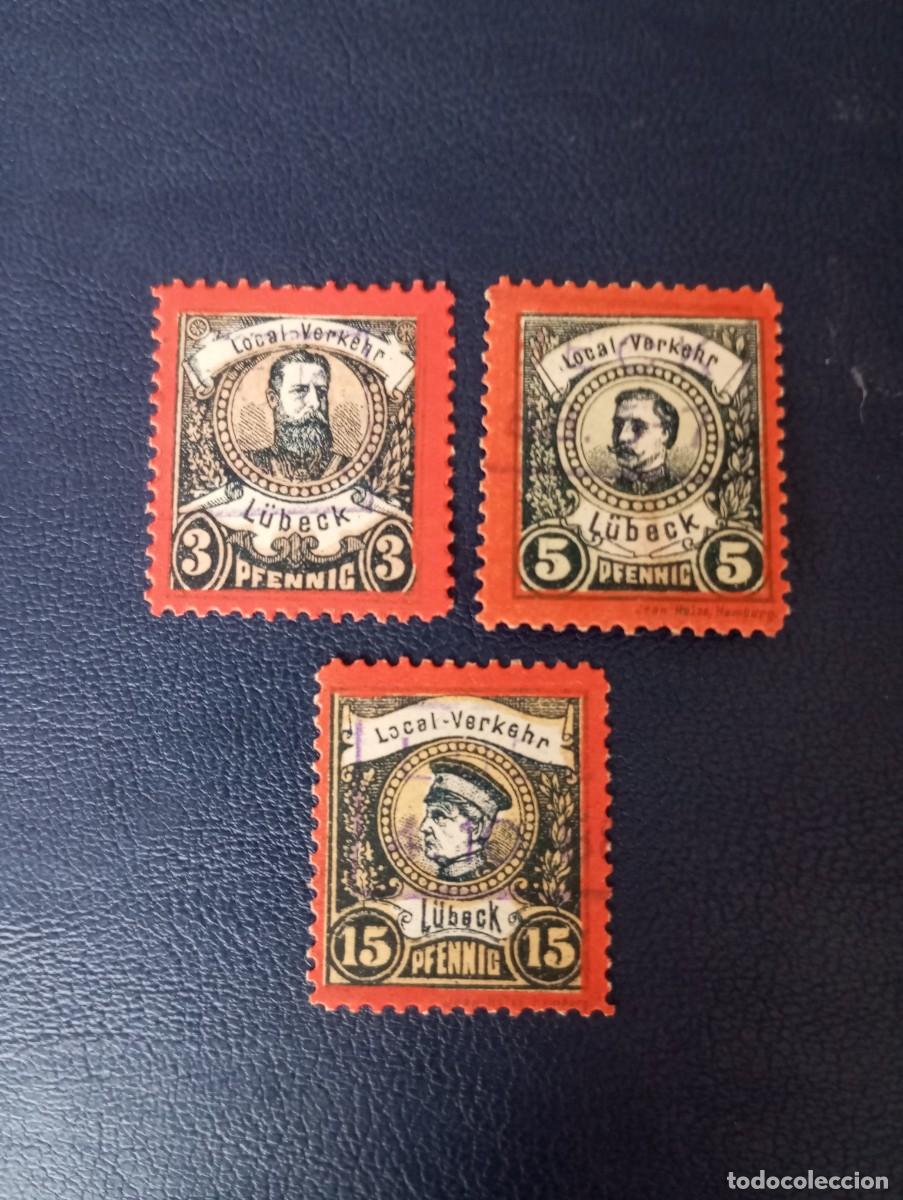 Sellos: ALEMANIA, LOCALES, L&Uuml;BECK, 1888, FEDERICO III, GUILLERMO II Y MOLTKE