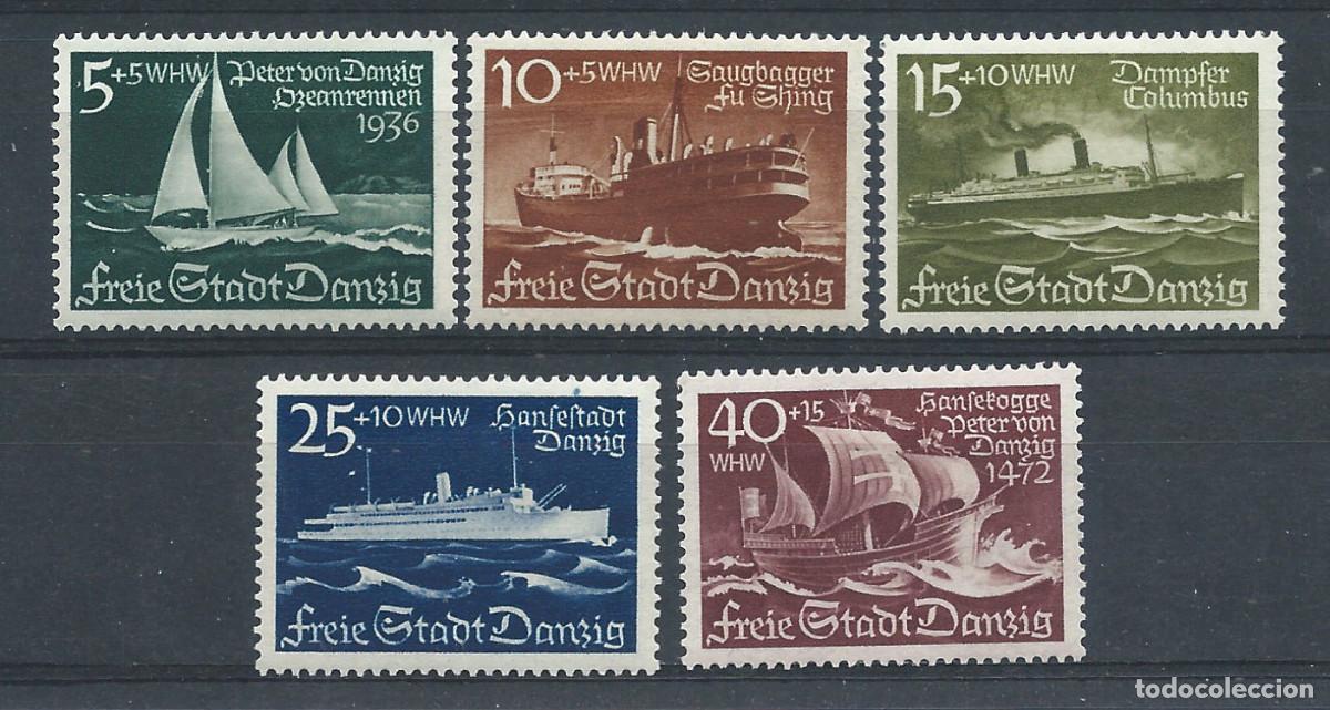 Briefmarken: Dantzig N&deg;246/50* (MH) 1938 - Transports &rdquo;Bateaux&rdquo;