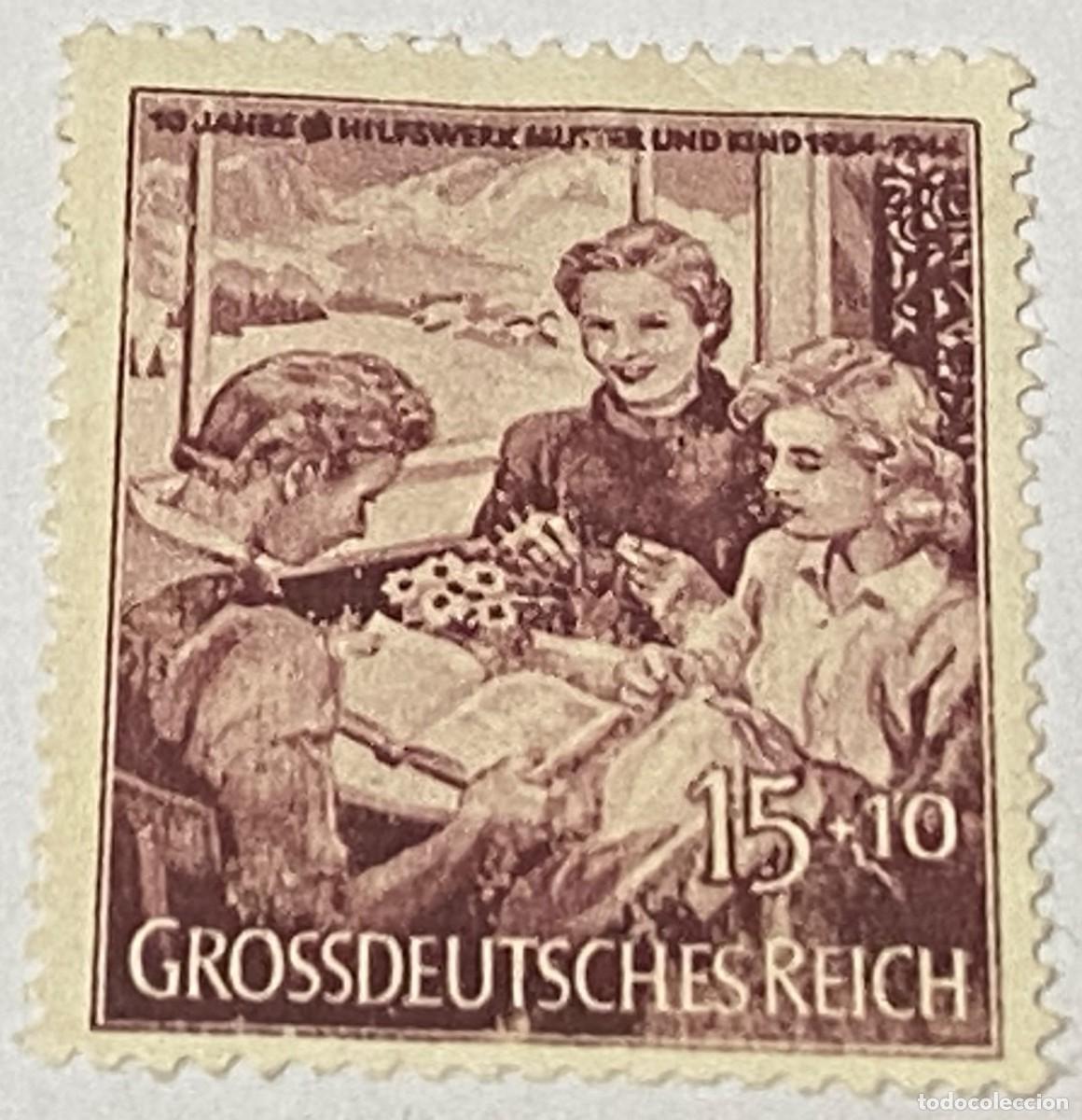 Sellos: Sello Alemania. 10 Aniversario Madre e Hijo. 1944. III Reich. 2&ordf; Guerra Mundial. SC. Sin Circular