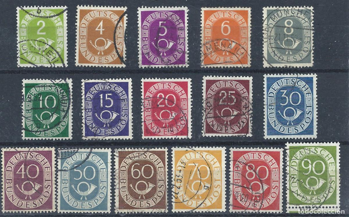 Selos: Allemagne RFA N&deg;9/24 Obl (FU) 1951/52 - Cor Postal &rdquo;S&eacute;rie courante&rdquo;