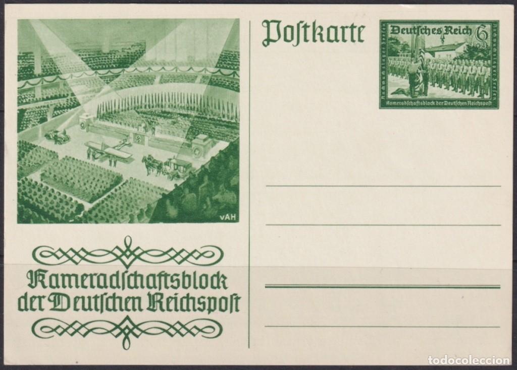 Selos: F-EX66955 GERMANY 1942 6pf POSTAL STATIONERY WWII COMRADESHIP BATTLESHIP AIRPLANE.