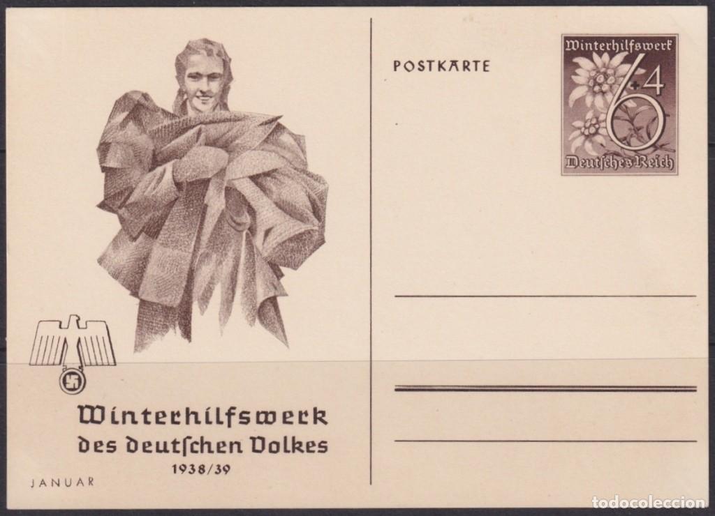 Selos: F-EX66712 GERMANY 1939 6pf WWII WINTERHILFSWECK POSTAL STATIONERY JANUARY WOMAN.