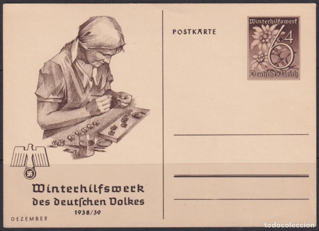 Selos: F-EX66625 GERMANY 1939 6pf WWII WINTERHILFSWECK POSTAL STATIONERY DECEMBER WOMAN.