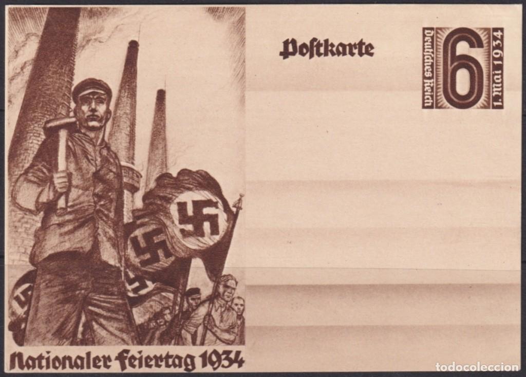 Selos: F-EX66581 GERMANY SPECIAL STATIONERY CARD 1934 UNUSED STEEL WORKMAN.