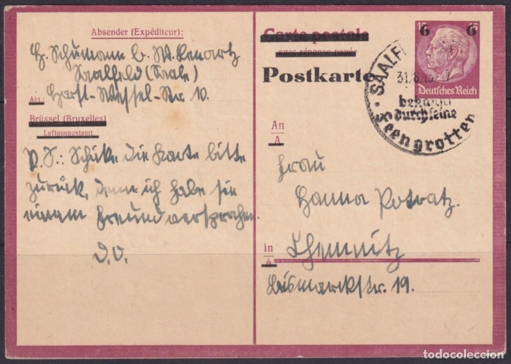 Sellos: F-EX66620 GERMANY 1936 POSTAL STATIONERY HINDENBURG NEW VALUE OVERPRINT USED.