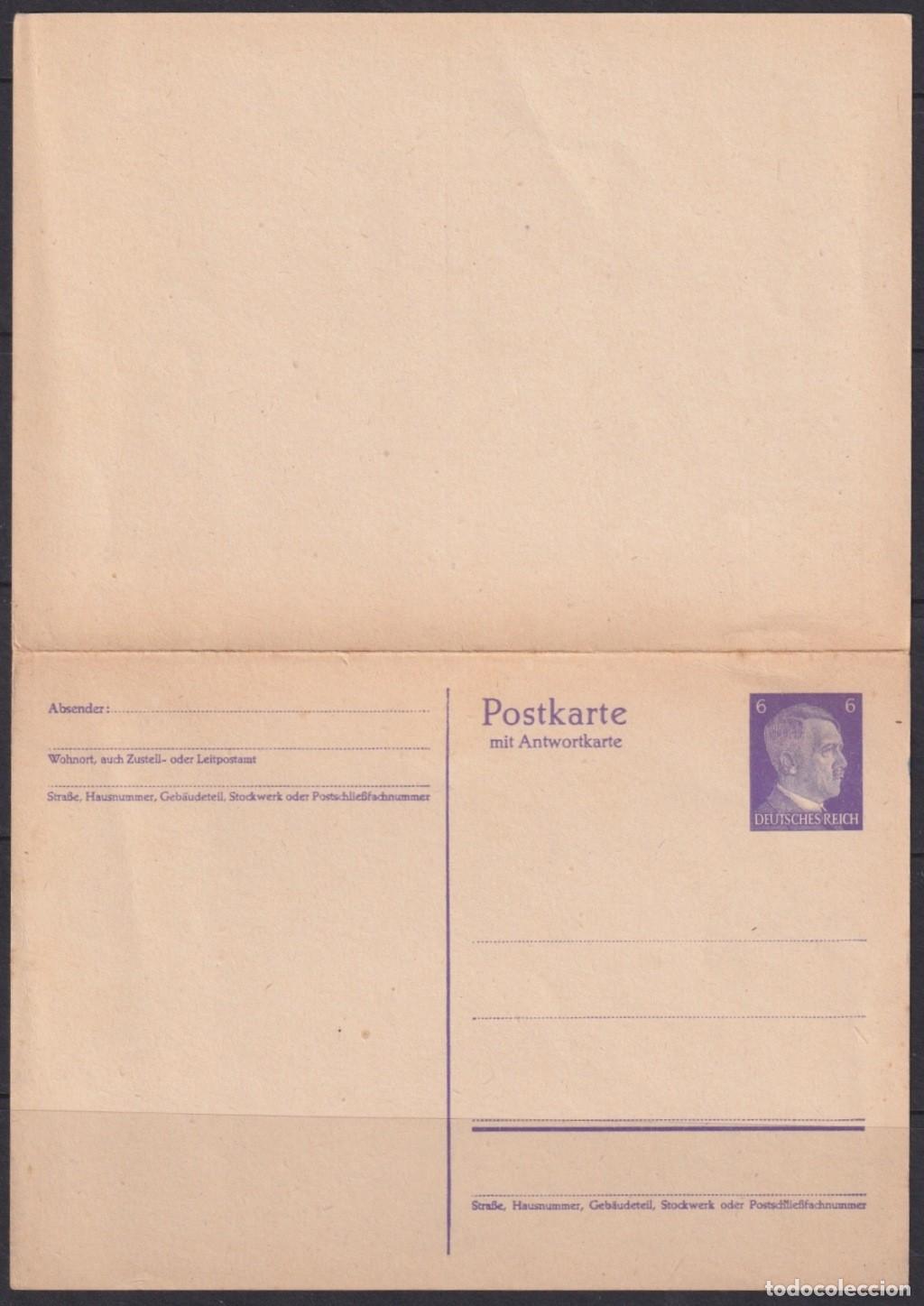 Sellos: F-EX66969 GERMANY WWII 6pf POSTAL STATIONERY WITH RESPONSE.