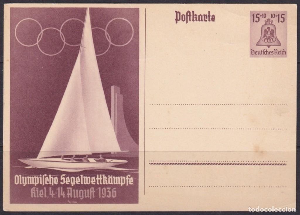 Sellos: F-EX66661 GERMANY 1936 6pf POSTAL STATIONERY OLYMPIC GAMES YACHTING SHIP KIEL.