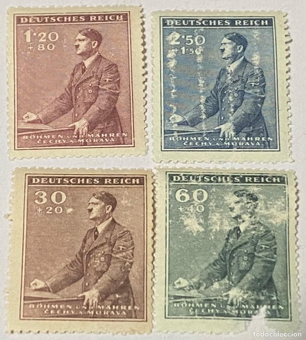 Sellos: Lote 4 Sellos Ocupaci&oacute;n de Bohemia Moravia. Alemania. 1942. III Reich. 2&ordf;&nbsp; Guerra Mundial. SC