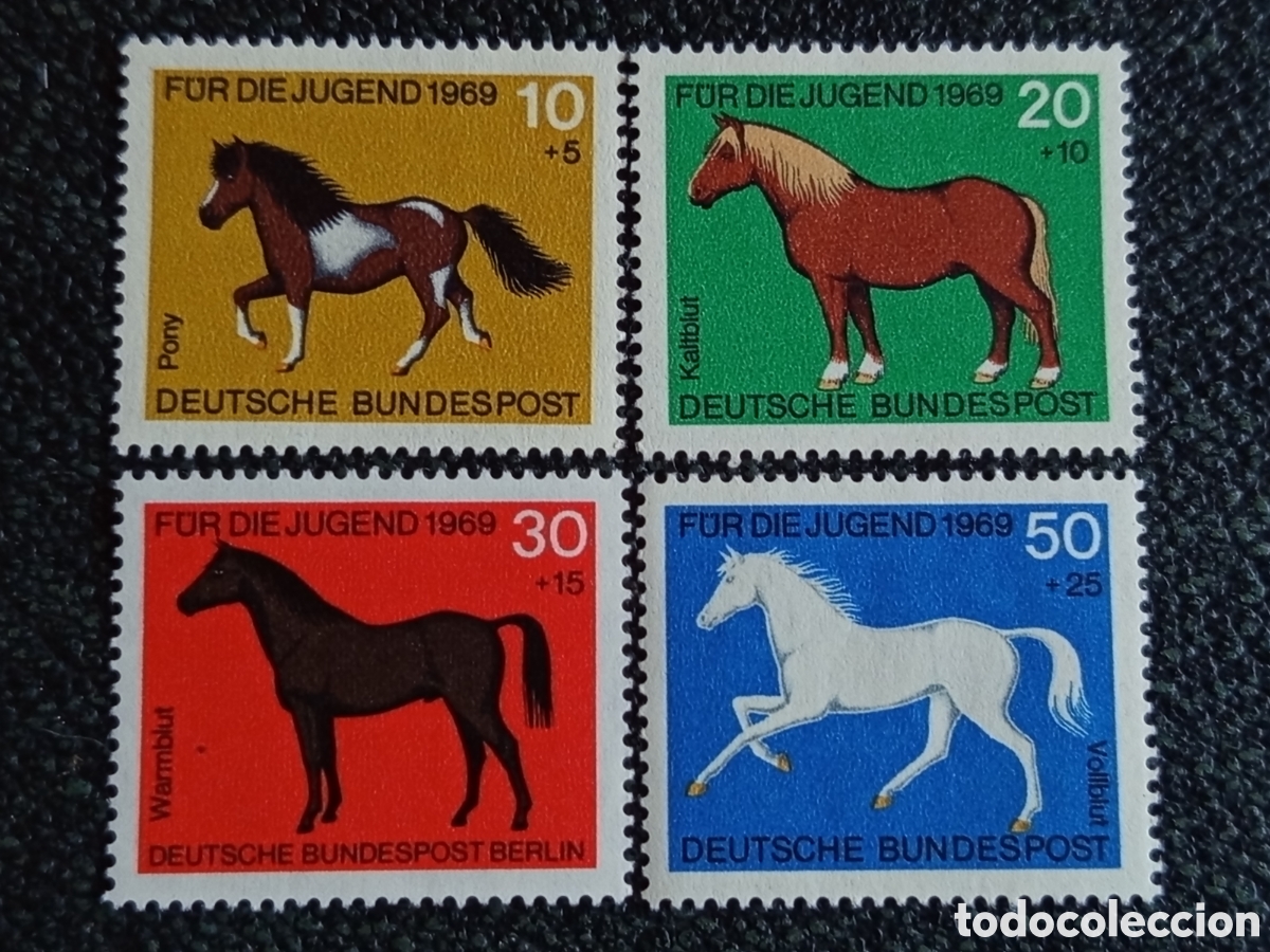 Sellos: Serie Alemania 1969 Caballos Juventud MNH - Cat&aacute;logo Michel 586-589