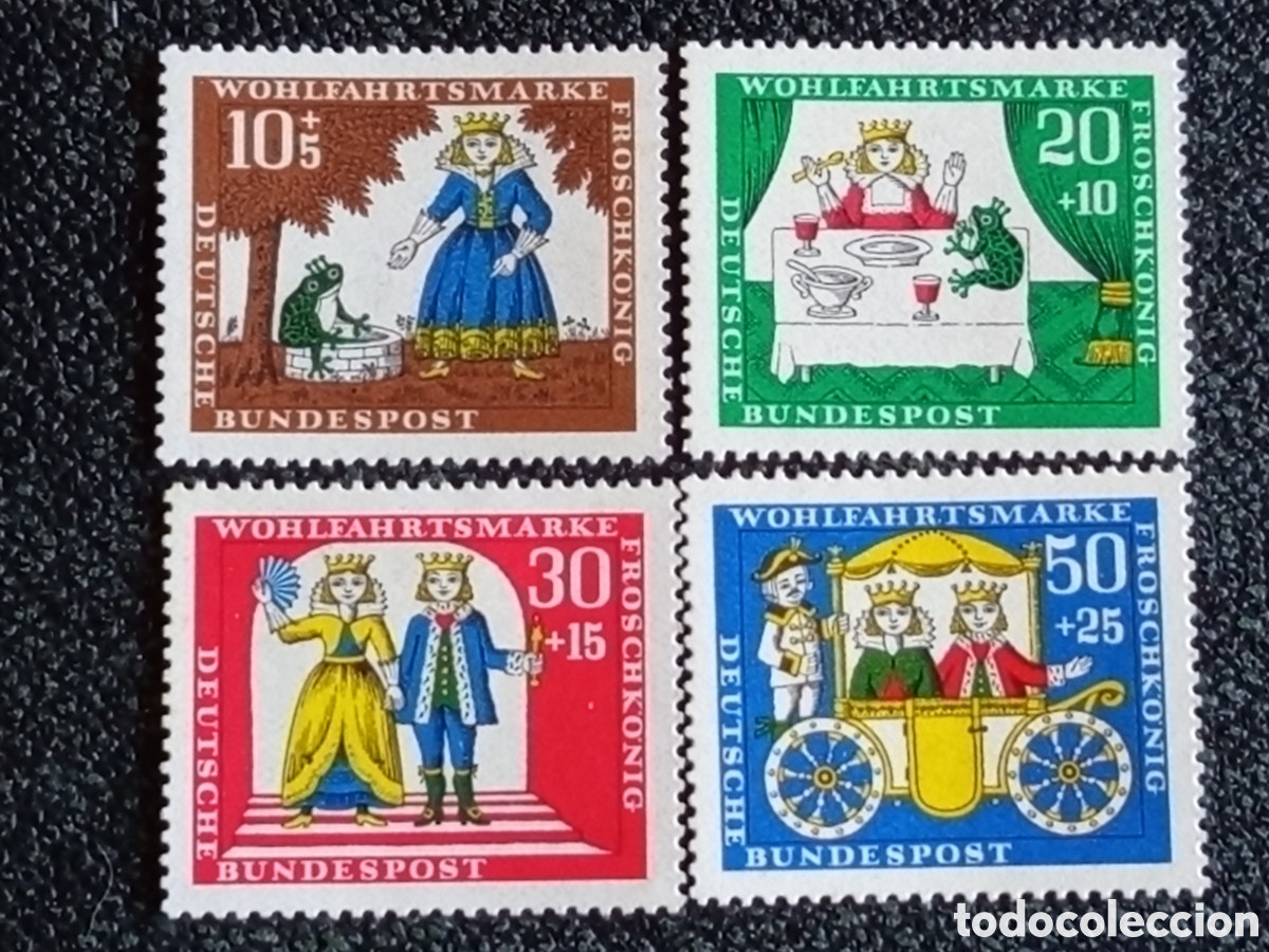 Sellos: Alemania Fed. 1966 Bienestar Cuento El Rey Rana MNH (Cat&aacute;logo Scott #B418-21 / Michel #523-26)