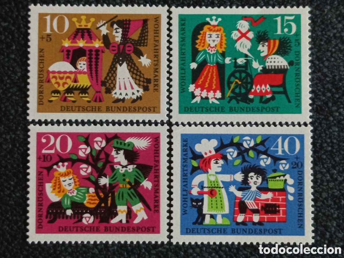 Sellos: Alemania Fed. 1964 Bienestar Cuento Bella Durmiente MNH (Cat&aacute;logo Scott #B400-03 / Michel #447-50)