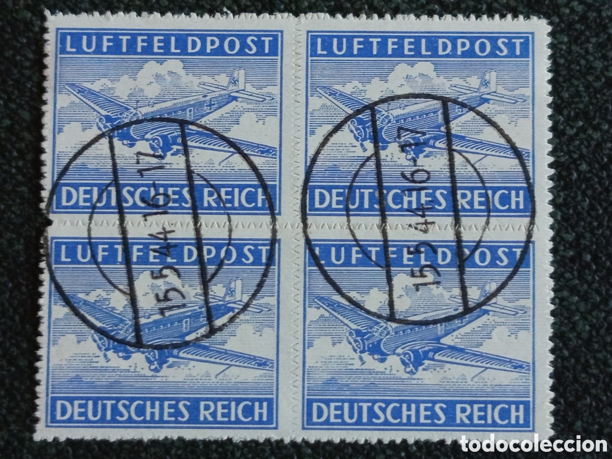 Sellos: Bloque 4 Sellos Alemania Luftfeldpost 1942 Ju 52 Michel Feldpost 1