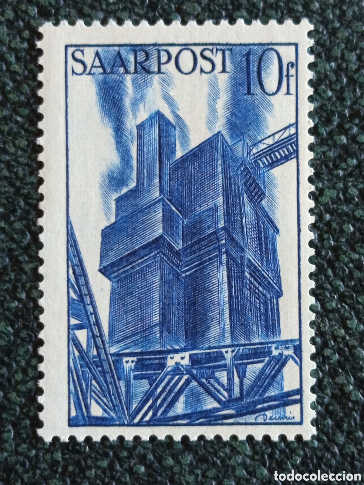 Sellos: Sello Alemania Saar Saarpost 1947 Alto Horno 10 f Michel 216 / 248 MNH