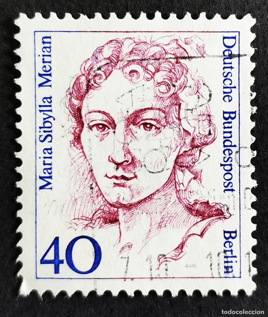 Sellos: SELLO ALEMANIA BERL&Iacute;N 1987, MUJERES ALEMANAS: MAR&Iacute;A SIBILA MERIAN, 40 PF. MICHEL: DE-BE 788