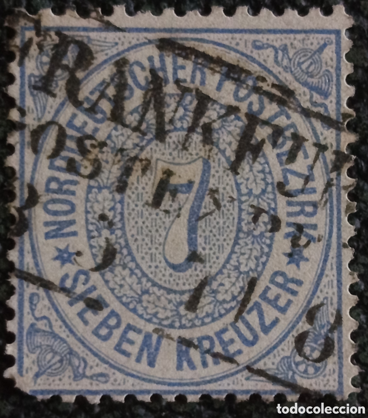Sellos: Sello Alemania 1869 Norddeutscher Postbezirk 7 Kreuzer Azul Usado Mi10 / 22