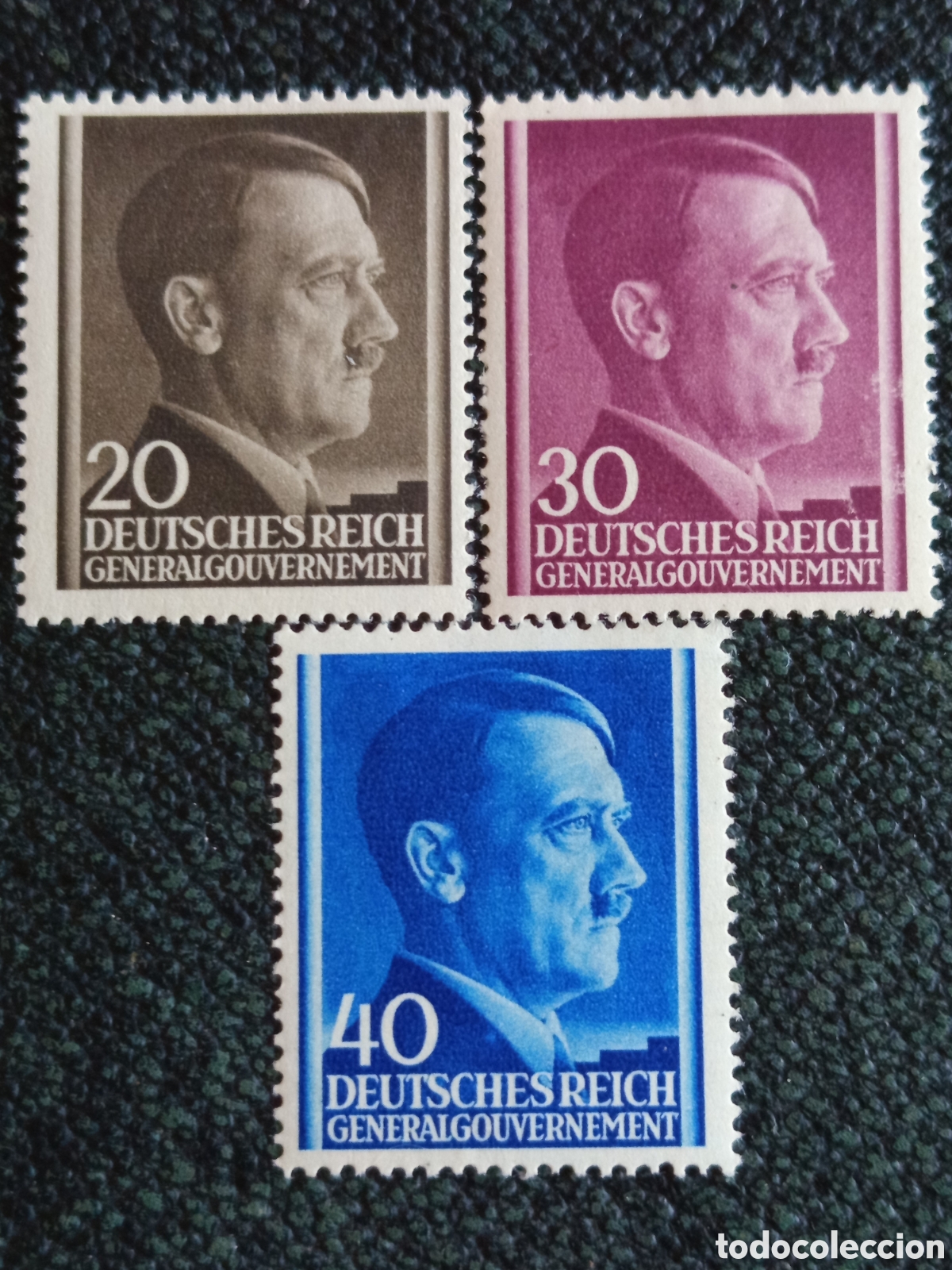 Sellos: Lote 3 Sellos Ocupaci&oacute;n Polonia 1941 Hitler Nuevos MH (Scott #N82-N84 / Michel #82-84)