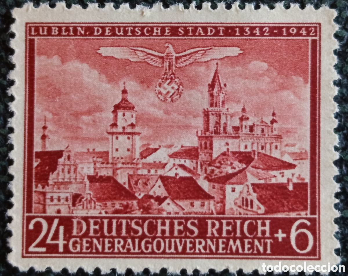 Sellos: Sello Ocupaci&oacute;n Polonia 1942 Aniv Lublin 24+6g Nuevo MH (Scott #NB16 / Michel #93)