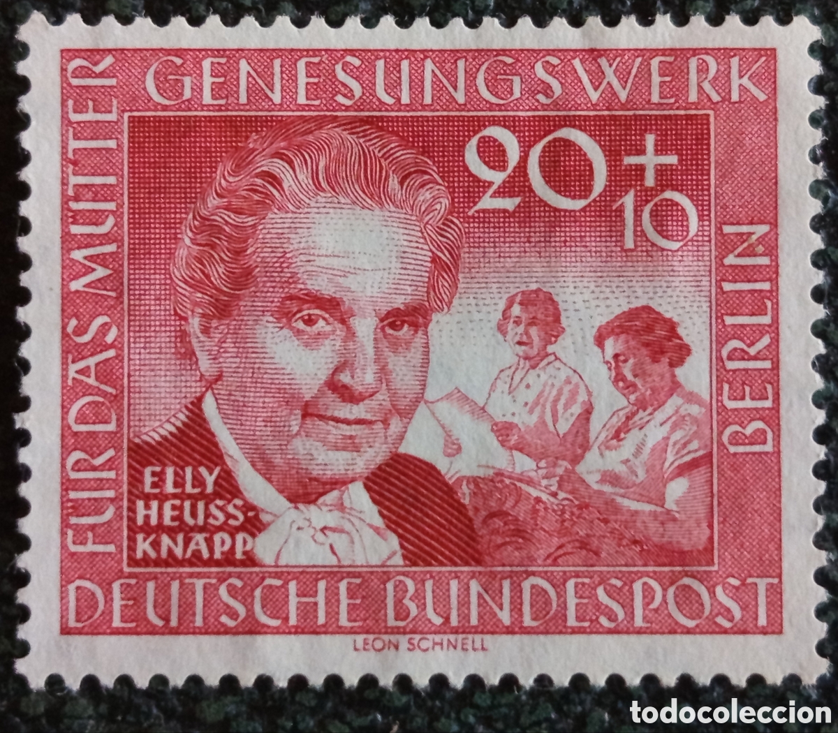 Sellos: Sello Berl&iacute;n 1957 Elly Heuss-Knapp 20+10p Nuevo MH (Scott #9NB20 / Michel #178)