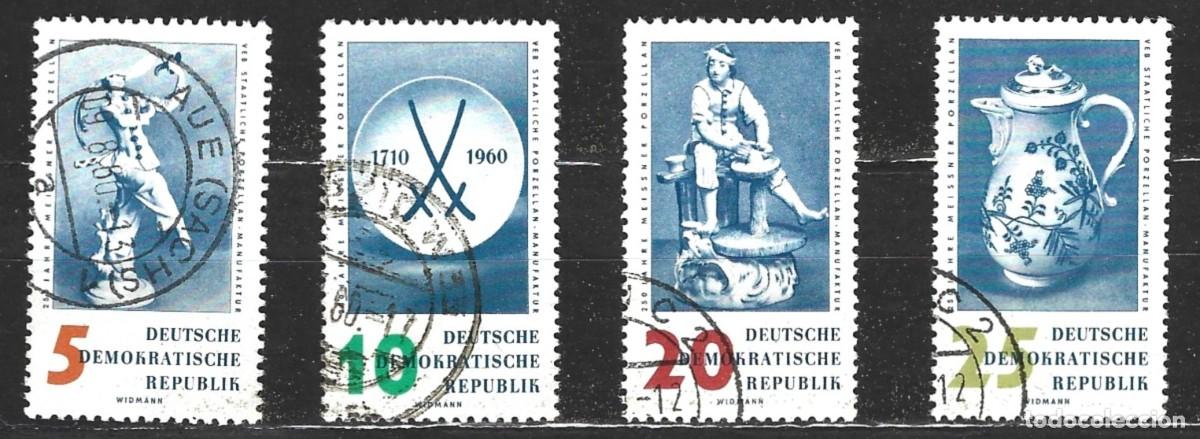 Sellos: ALEMANIA - DDR - 4 SELLOS CON ART&Iacute;CULOS DE PORCELANA DE LA F&Aacute;BRICA DE PORCELANA DE MEISSEN - SELLADO