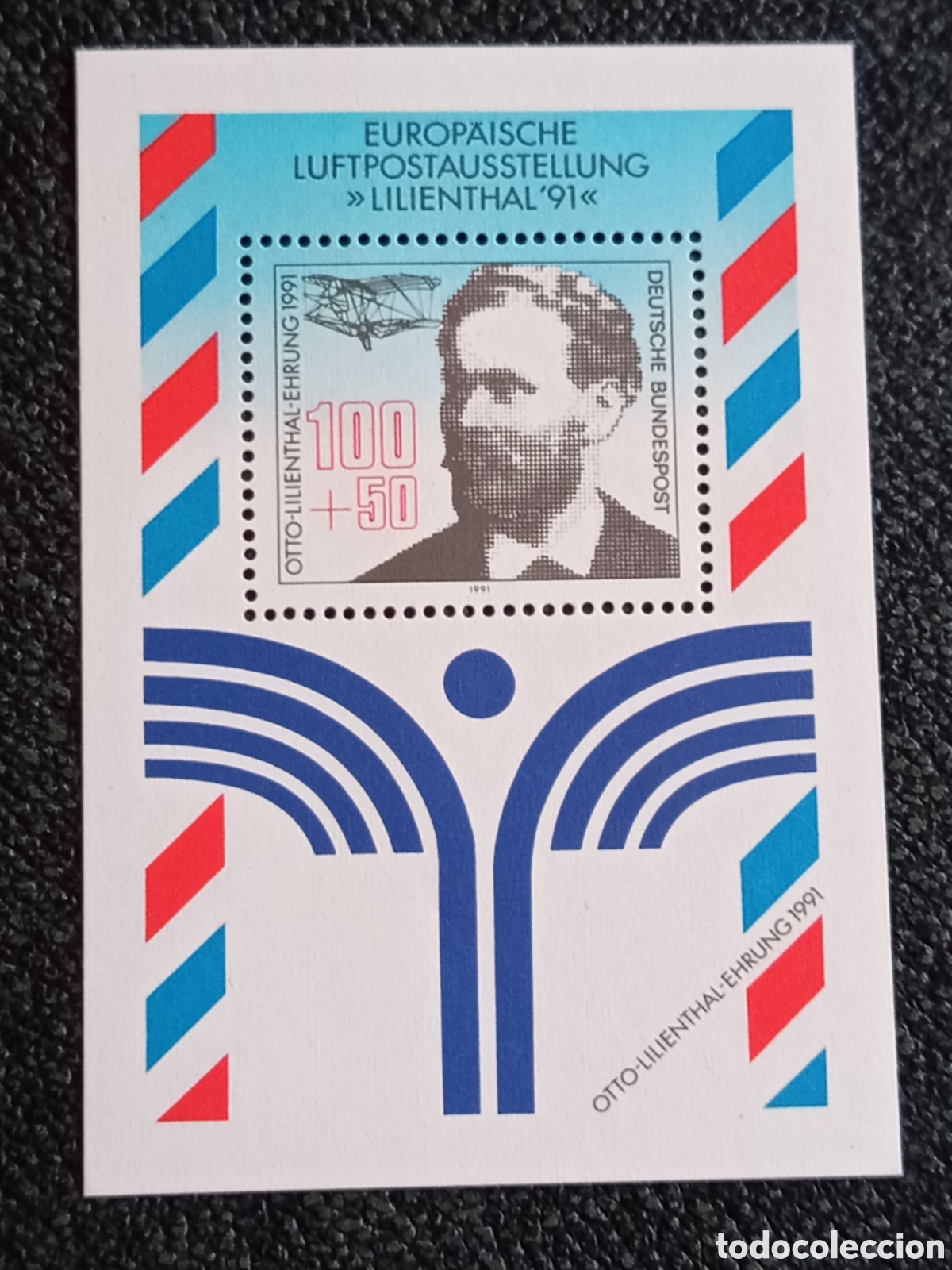 Sellos: Hoja Bloque Alemania 1991 Aviaci&oacute;n Otto Lilienthal Michel Block 24
