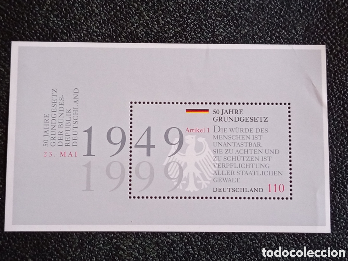 Sellos: Hoja Bloque Alemania 1999 50 A&ntilde;os de la Constituci&oacute;n Michel Block 48