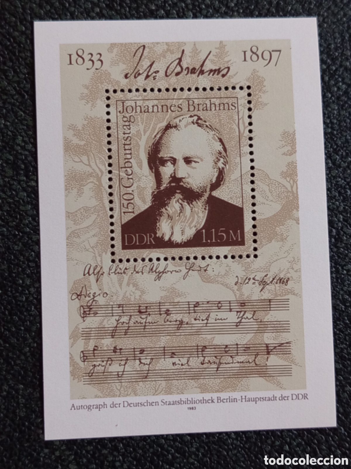 Sellos: Hoja Bloque Alemania Oriental DDR 1983 Johannes Brahms Michel Block 69