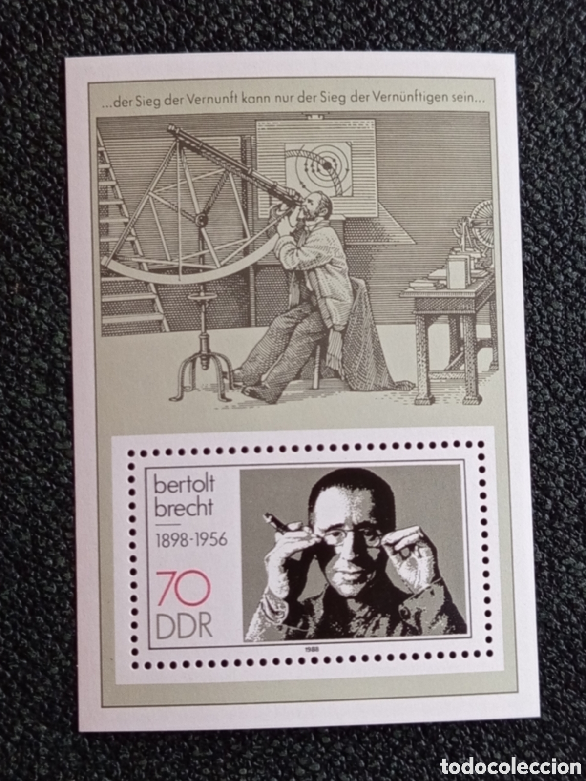 Sellos: Hoja Bloque Alemania Oriental DDR 1988 Bertolt Brecht Michel Block 91