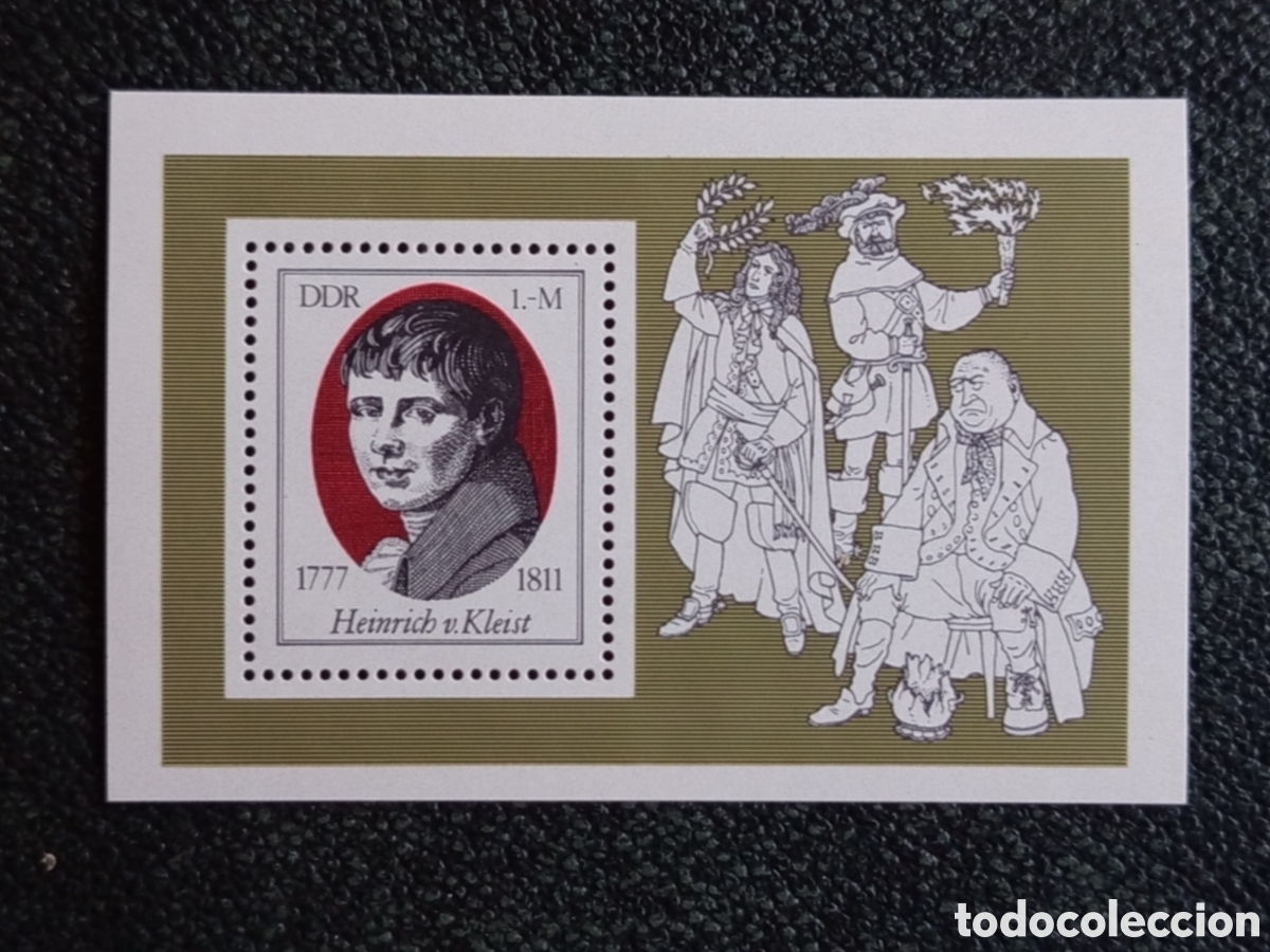 Sellos: Hoja Bloque Alemania Oriental DDR 1977 Heinrich von Kleist Michel Block 49