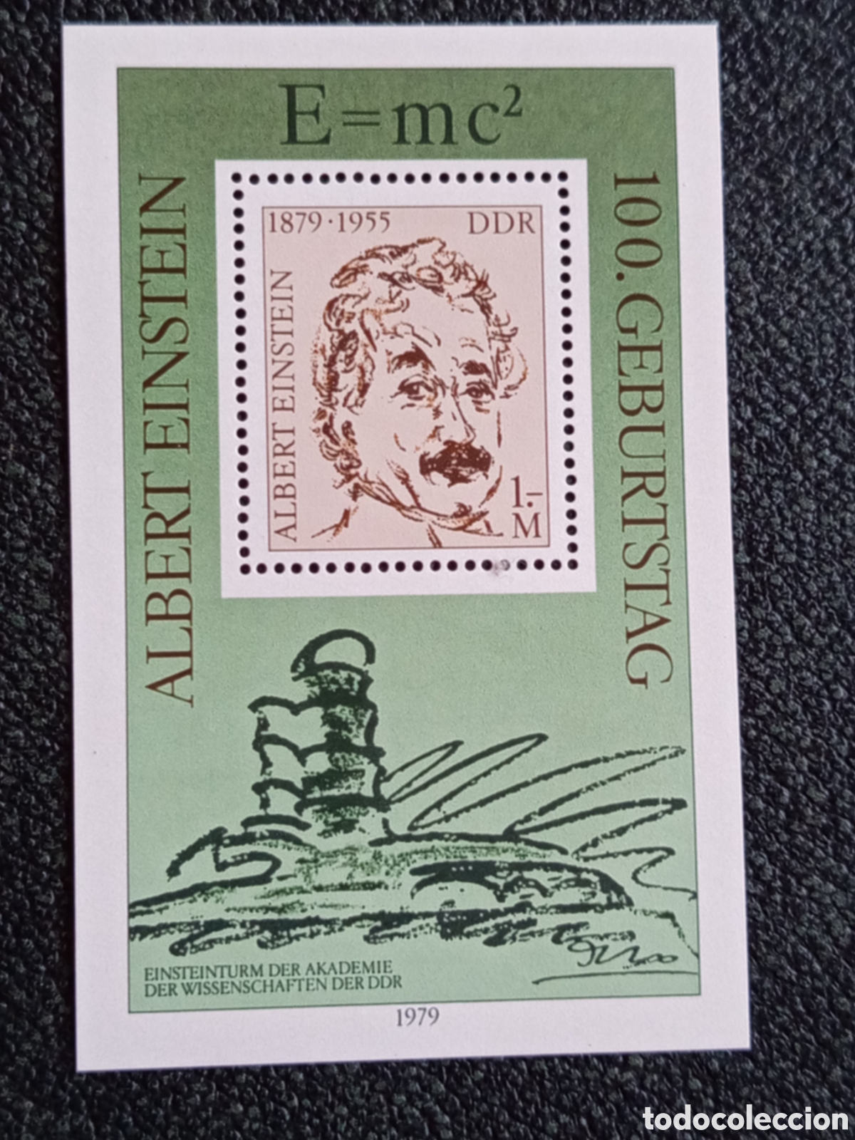 Sellos: Hoja Bloque Alemania Oriental DDR 1979 Albert Einstein Michel Block 54