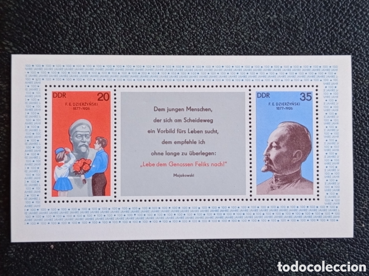 Sellos: Hoja Bloque Alemania Oriental DDR 1977 Felix Dzierzynski Michel Block 49