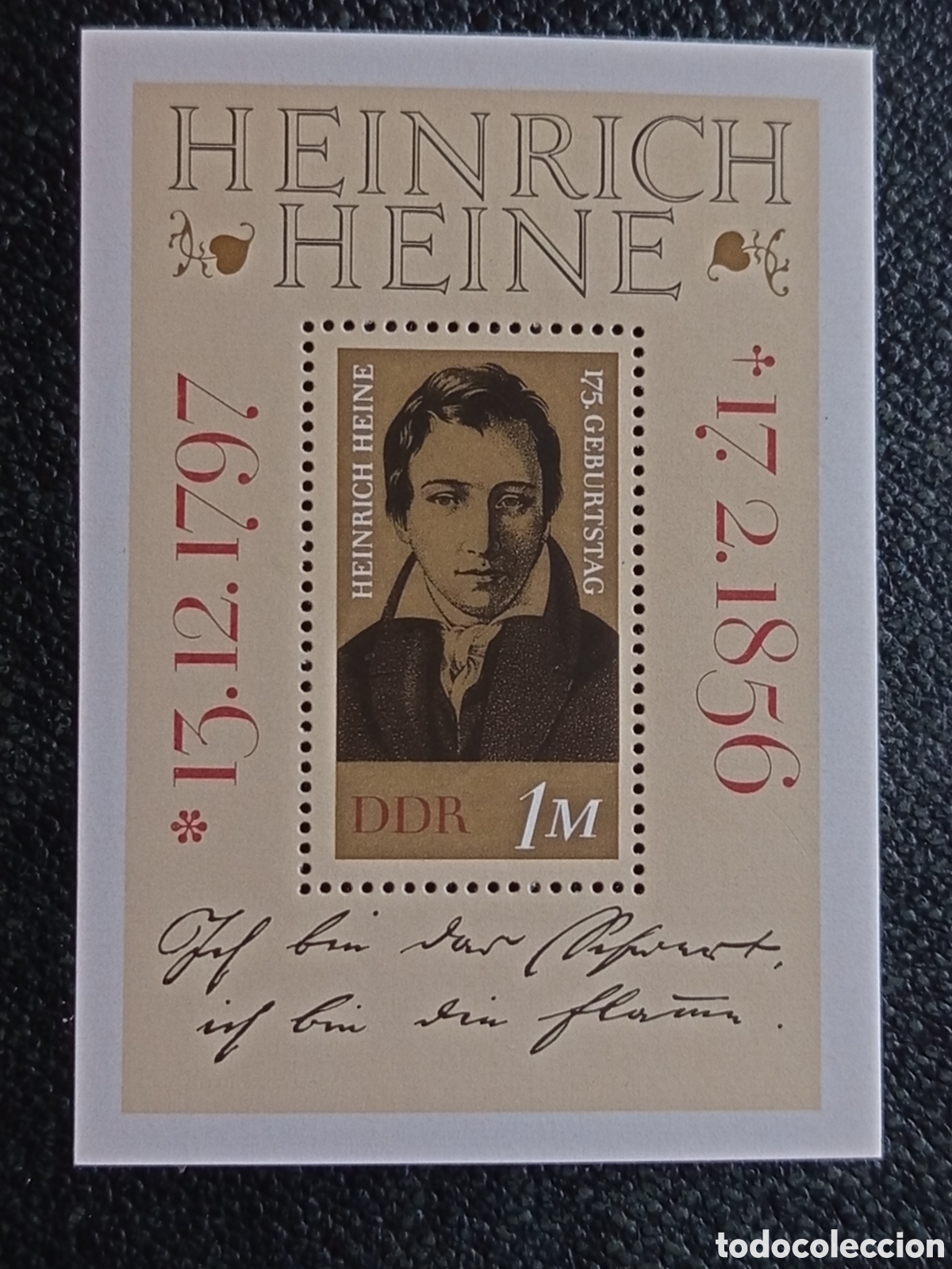 Sellos: Hoja Bloque Alemania Oriental DDR 1972 Heinrich Heine Michel Block 37