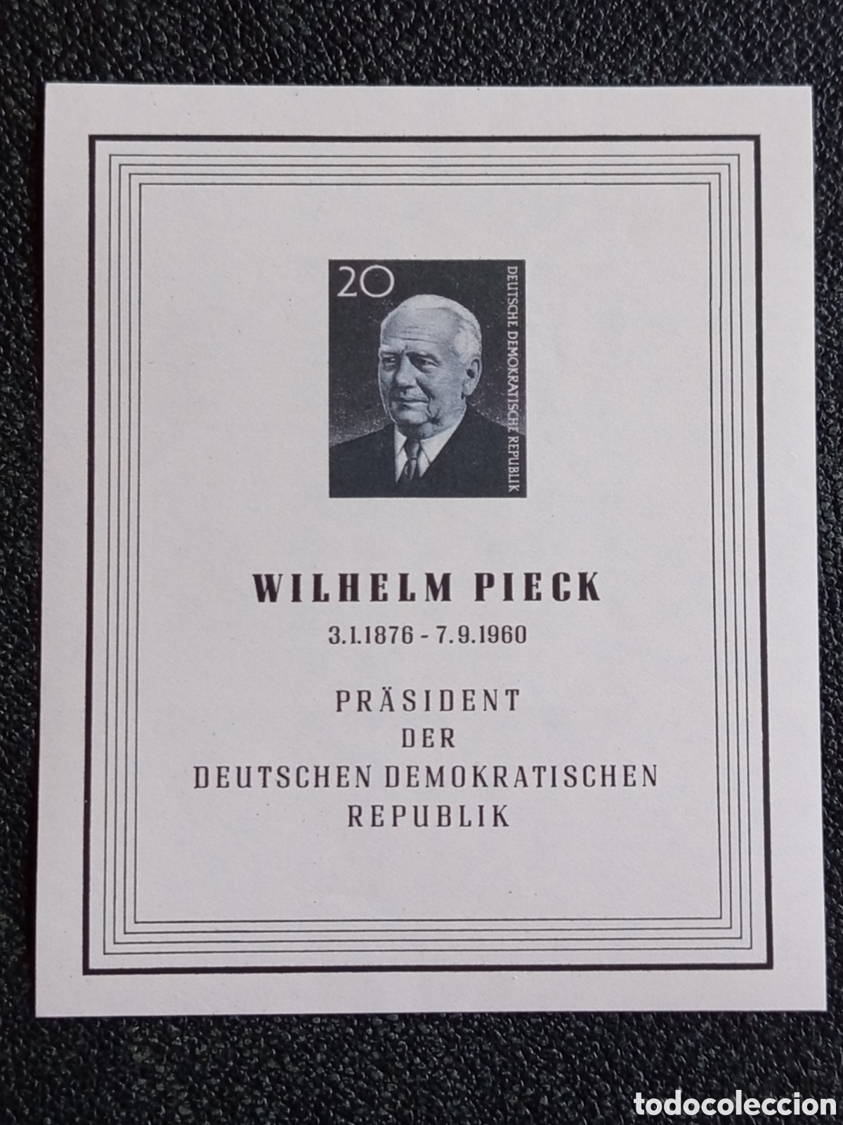 Sellos: Hoja Bloque Alemania Oriental DDR 1960 Wilhelm Pieck Michel Block 16