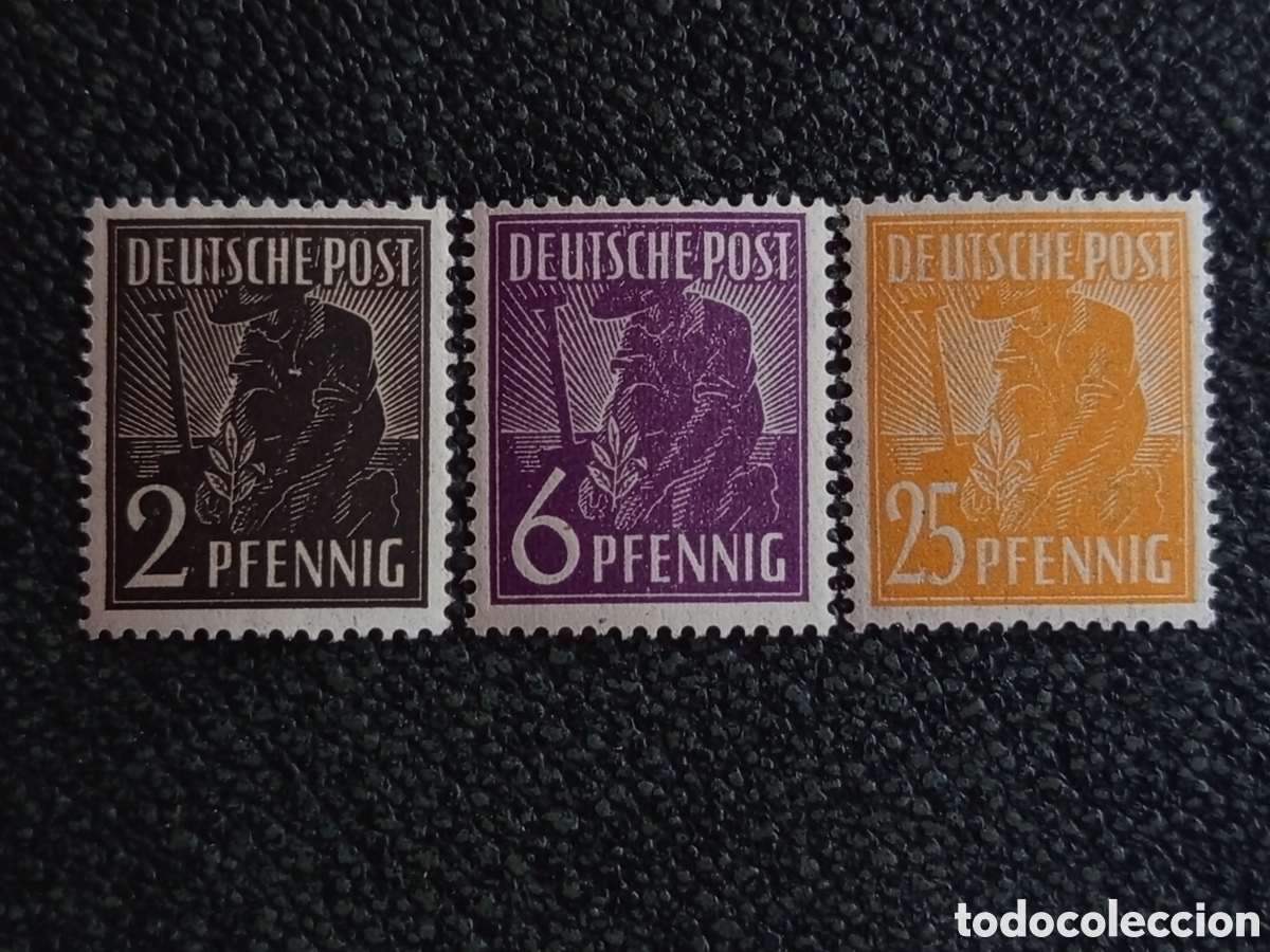 Sellos: Sellos Alemania Ocupaci&oacute;n Aliada 1947 Sembradora Michel 943 945 955 MNH