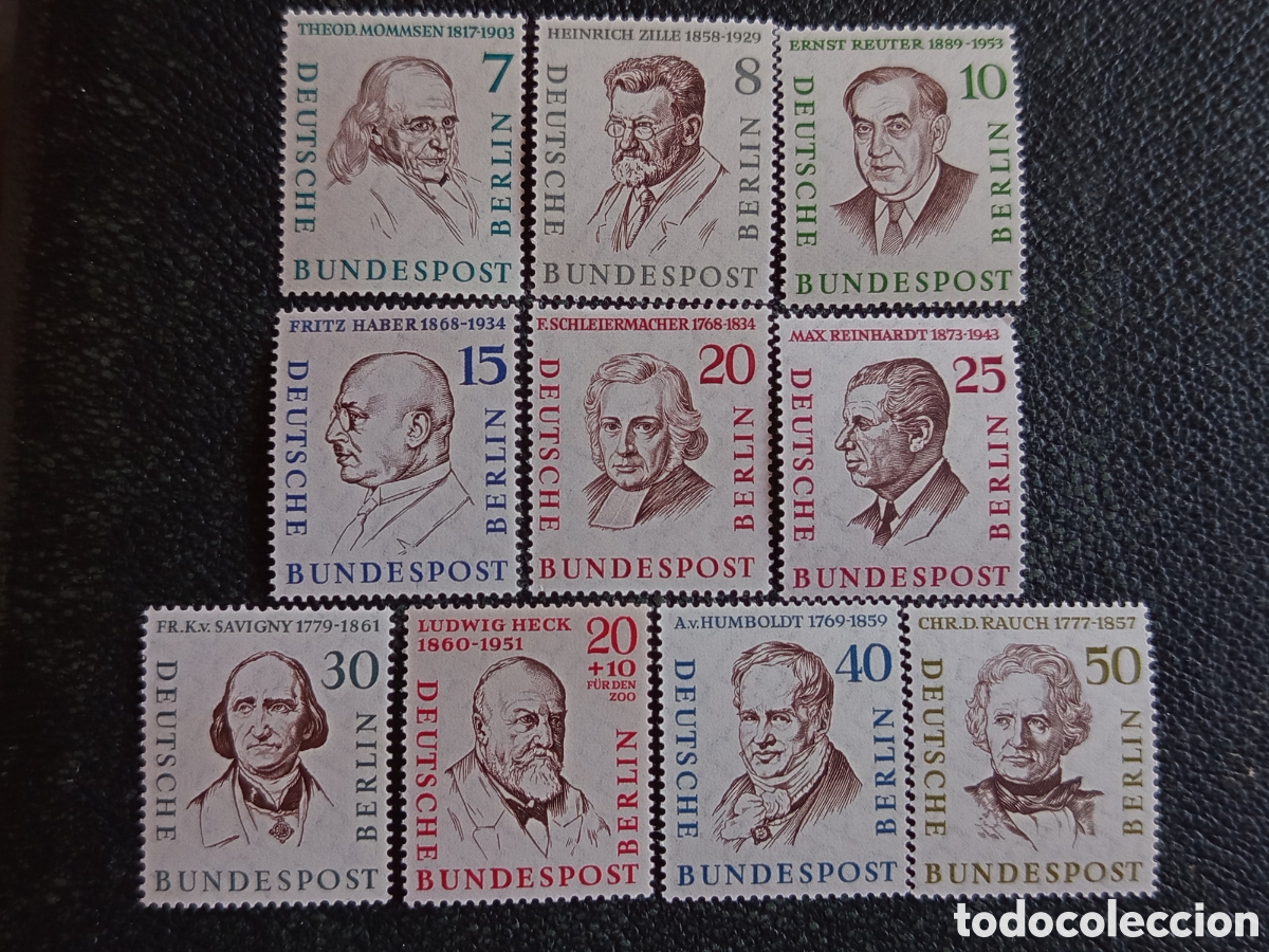 Sellos: Sellos Alemania Berl&iacute;n 1957 Hombres de la Historia Michel 163-172 MNH