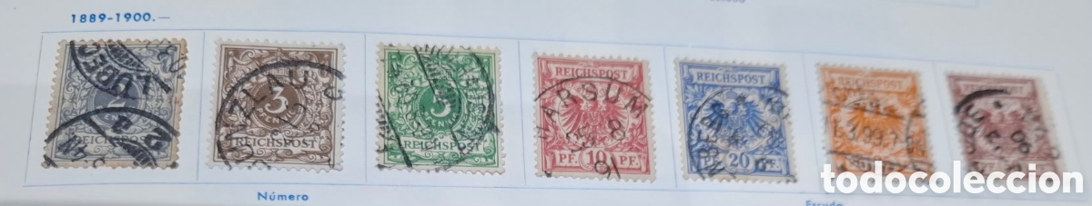 Sellos: Serie de 7 sellos de Alemania de 1989/1900 n&uacute;meros y escudos