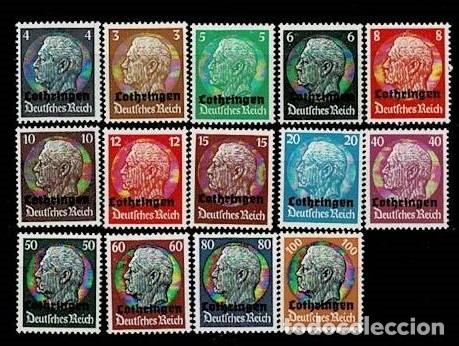 Sellos: A7-1 Alemania. Deutsches Reich. 1933-1945. Lothringen. 14 valores Nuevos Sin fijasellos VER