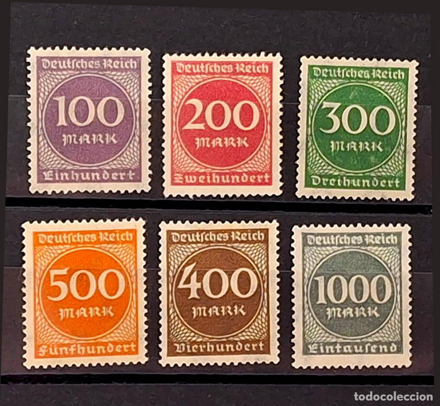 Sellos: 1022-1023 - 6 sellos de Alemania nuevos NMH ** filigrana - Ver reverso