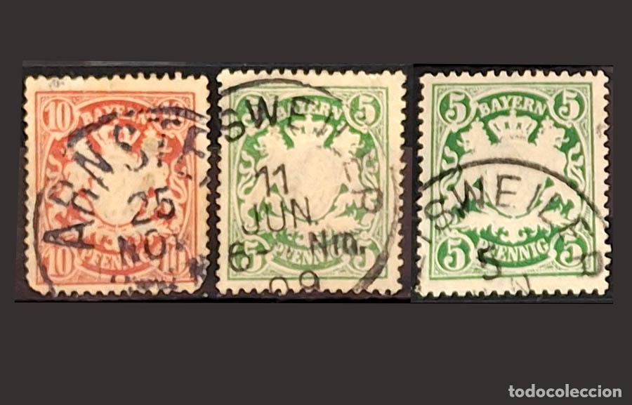 Sellos: 3 sellos de Alemania/Baviera - Sellos cl&aacute;sicos - hacia 1900