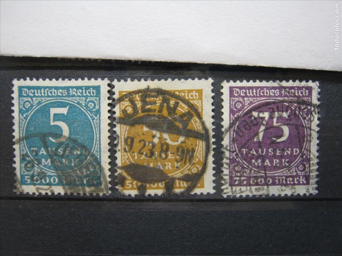 Francobolli: ALEMANIA IMPERIO REICH 1923 SERIE MICHEL 274/276 USADOS BIEN.