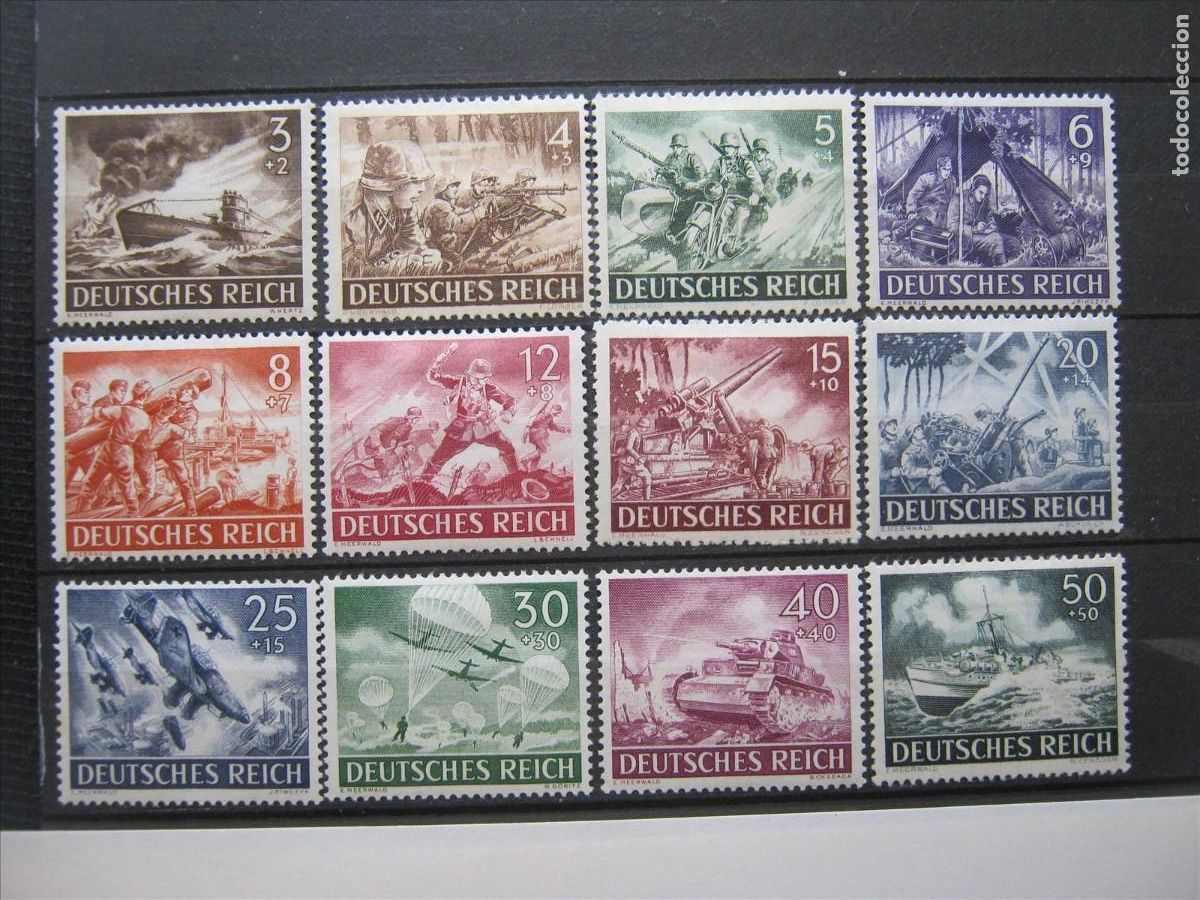 Sellos: ALEMANIA IMPERIO REICH 1943 SERIE YVERT 748/759 MH* LUJO.