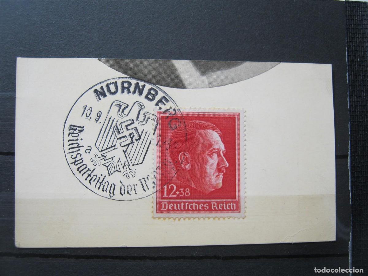 Sellos: ALEMANIA IMPERIO REICH 1938 SERIE YVERT 607 USADO SOBRE FRAGMENTO MATASELLOS NUREMBERG.
