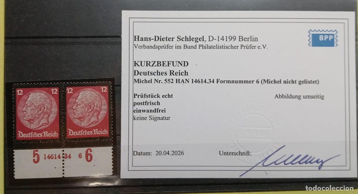 Sellos: Alemania 1934 MiNr: 552 HAN NO LISTADO EN MICHEL RARO