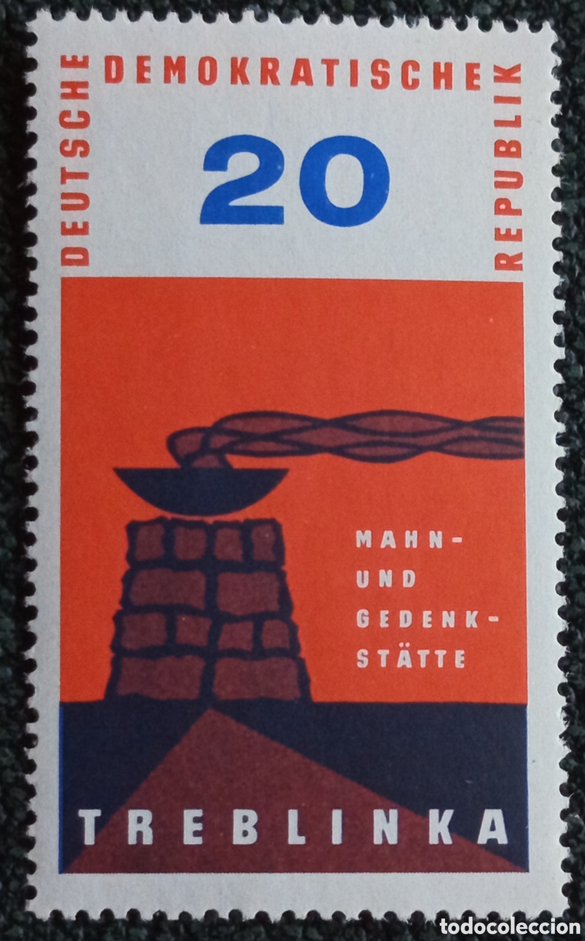 Sellos: Alemania Oriental DDR 1963 Sello Memorial Treblinka 20pf Michel 975 MNH
