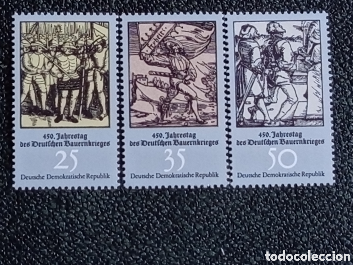 Sellos: Alemania Oriental DDR 1975 Serie Guerra Campesina Michel 2016/18 Parcial MNH